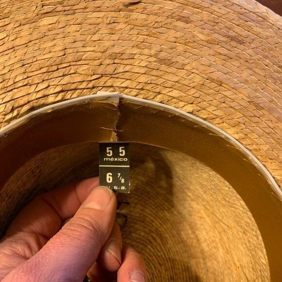 Legitimo Hat Saguaro Mexican Woven Palm Straw Sz 55 / 6 7/8. Cowboy w Band. - Picture 5 of 6